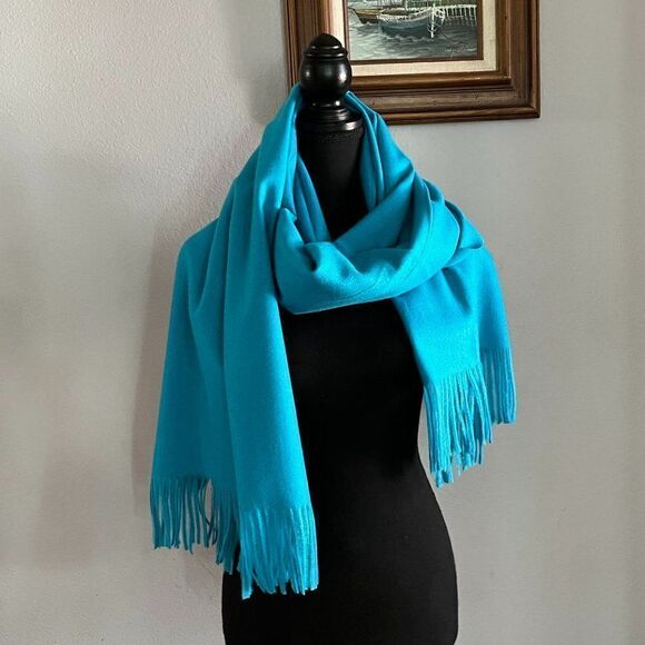 Blue Soft  warm scarf is a mixture of acrylic and cashmere  - Picture 1 of 6